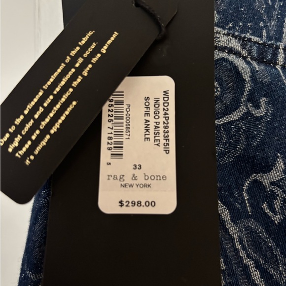 Rag & Bone Blue Paisley High-Rise Ankle Pants - Picture 8 of 9